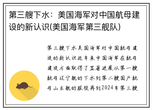第三艘下水：美国海军对中国航母建设的新认识(美国海军第三舰队)
