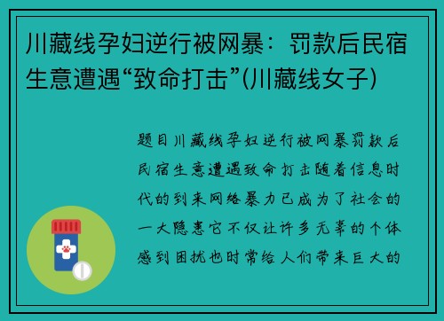 川藏线孕妇逆行被网暴：罚款后民宿生意遭遇“致命打击”(川藏线女子)