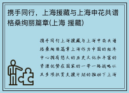 携手同行，上海援藏与上海申花共谱格桑绚丽篇章(上海 援藏)