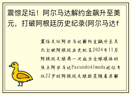震惊足坛！阿尔马达解约金飙升至美元，打破阿根廷历史纪录(阿尔马达fm)